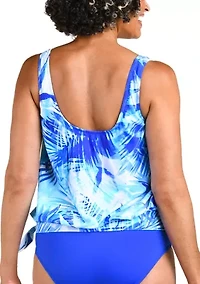 Pacific Palms Banded Blouson Tankini Top