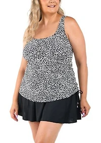 Plus Dot Mosaic Skirtini Swimdress