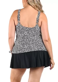 Plus Dot Mosaic Skirtini Swimdress