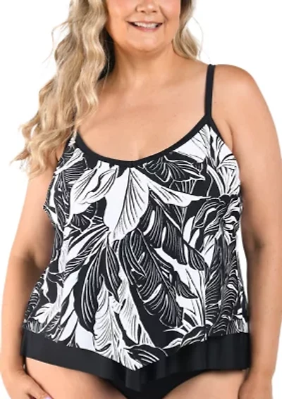 Plus Nigh Tropics Flutter Tankini Sim Top