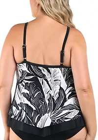 Plus Nigh Tropics Flutter Tankini Sim Top