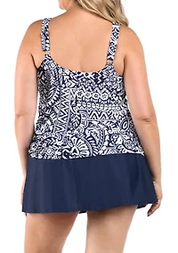 Plus Island Bohemia Tie Side Skirtini Swimdress