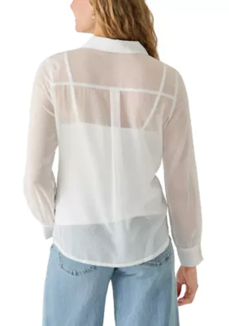 Women's Chiffon Woven Button Down Shirt