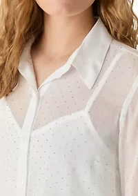 Women's Chiffon Woven Button Down Shirt