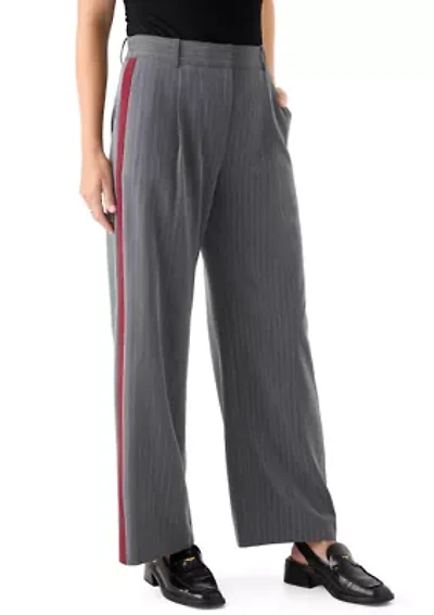Women's Pinstripe Pants with Red Seam