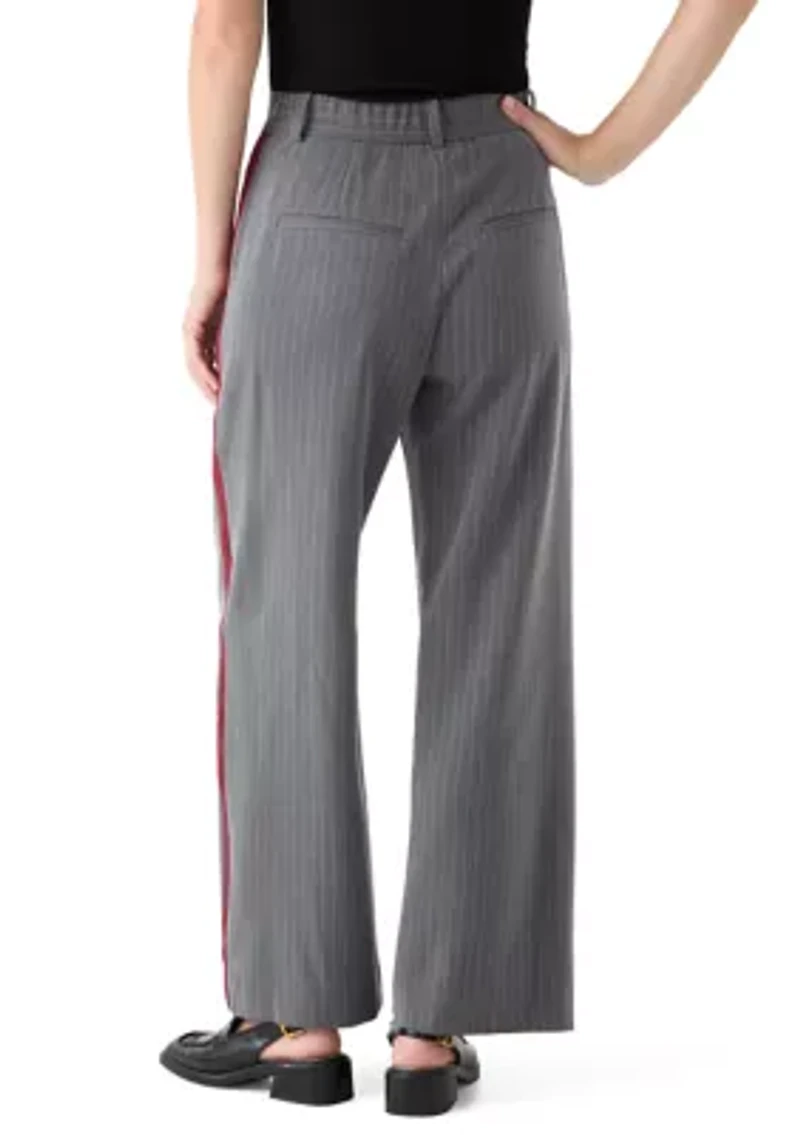 Women's Pinstripe Pants with Red Seam
