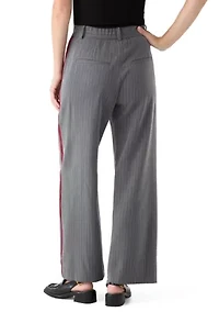 Women's Pinstripe Pants with Red Seam