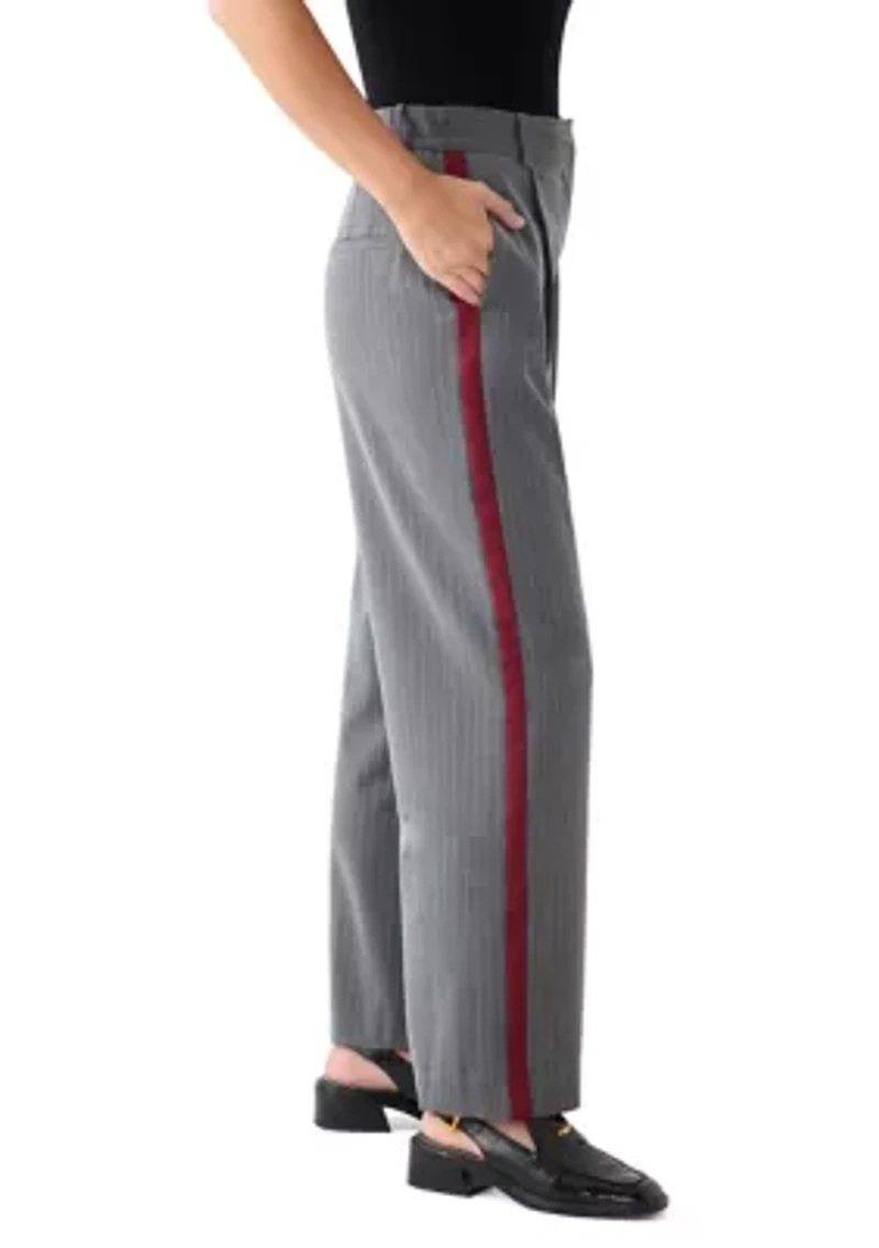 Women's Pinstripe Pants with Red Seam
