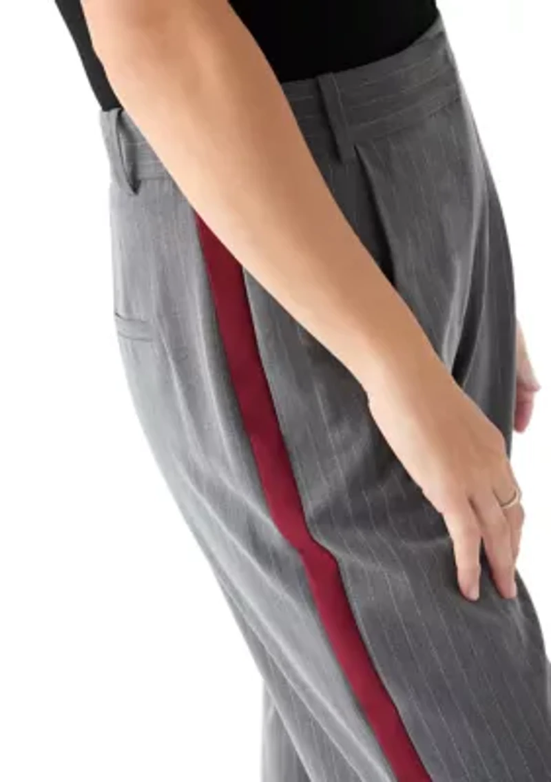 Women's Pinstripe Pants with Red Seam