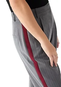 Women's Pinstripe Pants with Red Seam