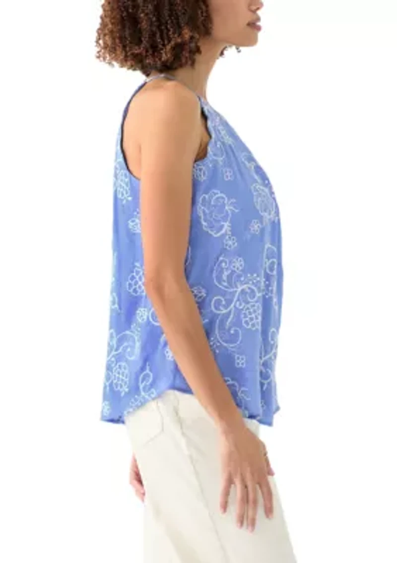 Women's Sleeveless Embroidered Scalloped Edge Trap Top