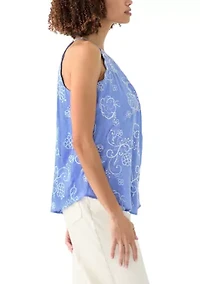 Women's Sleeveless Embroidered Scalloped Edge Trap Top