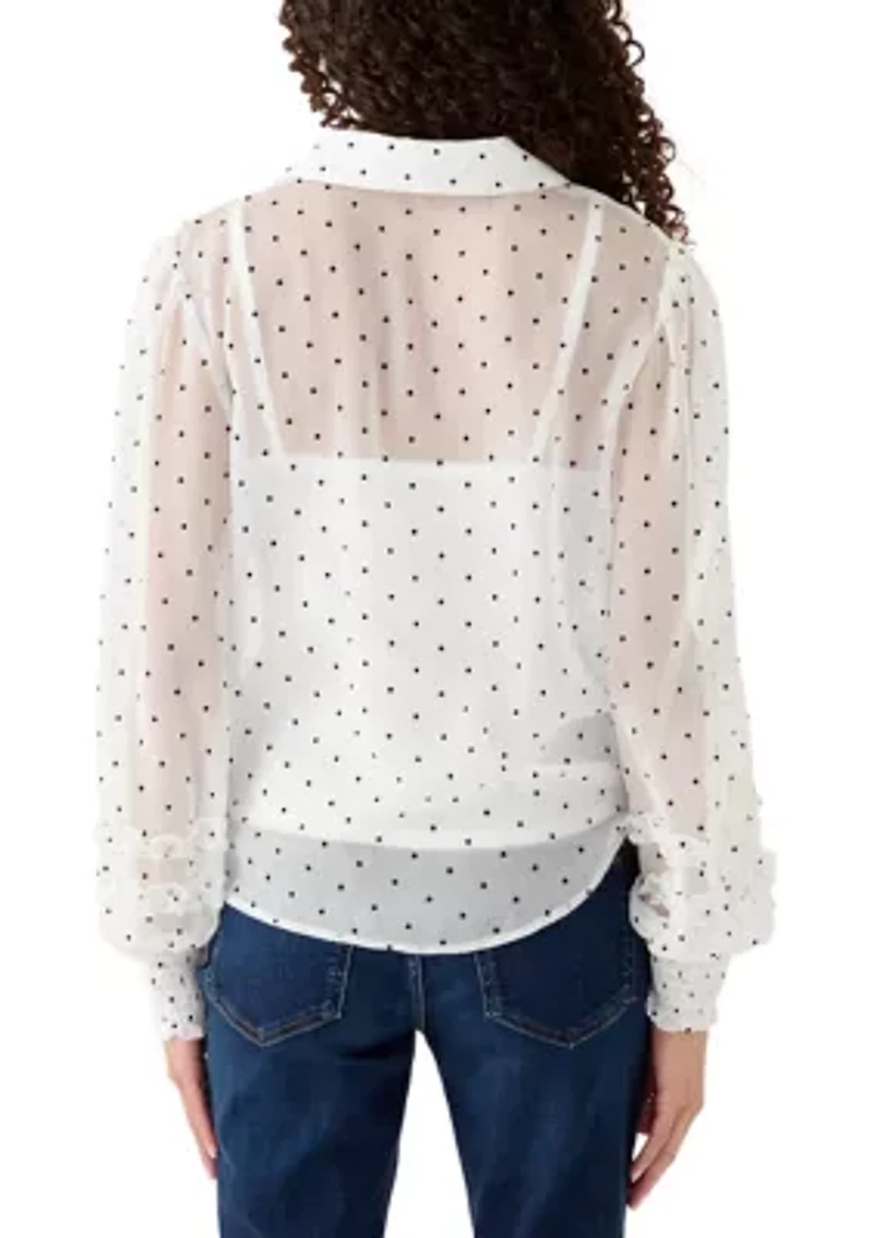 Women's Dot Woven Top