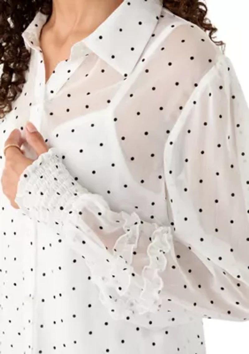 Women's Dot Woven Top