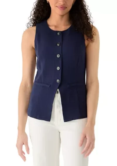 Women's Linen Rayon Button Down Top
