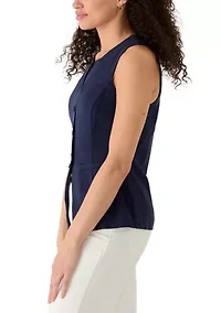 Women's Linen Rayon Button Down Top