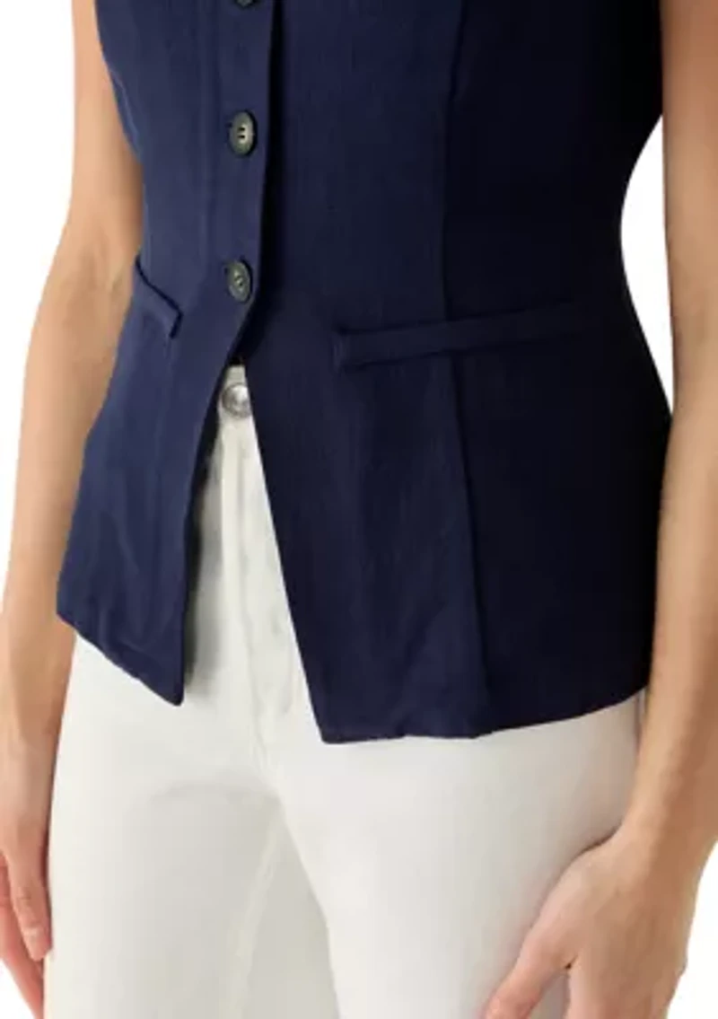 Women's Linen Rayon Button Down Top