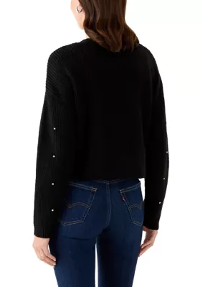 Women's V-Neck Cardigan with Rhinestones