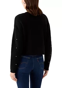 Women's V-Neck Cardigan with Rhinestones