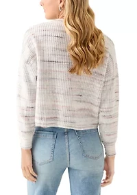 Women's Striped Cropped Cable Sweater