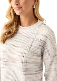 Women's Striped Cropped Cable Sweater