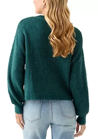 Women's Cropped Crew Neck Cable Sweater