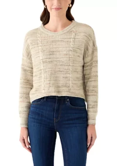 Women's Stripe Cropped Cable Sweater