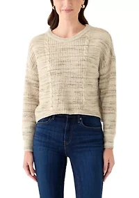 Women's Stripe Cropped Cable Sweater