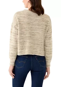 Women's Stripe Cropped Cable Sweater