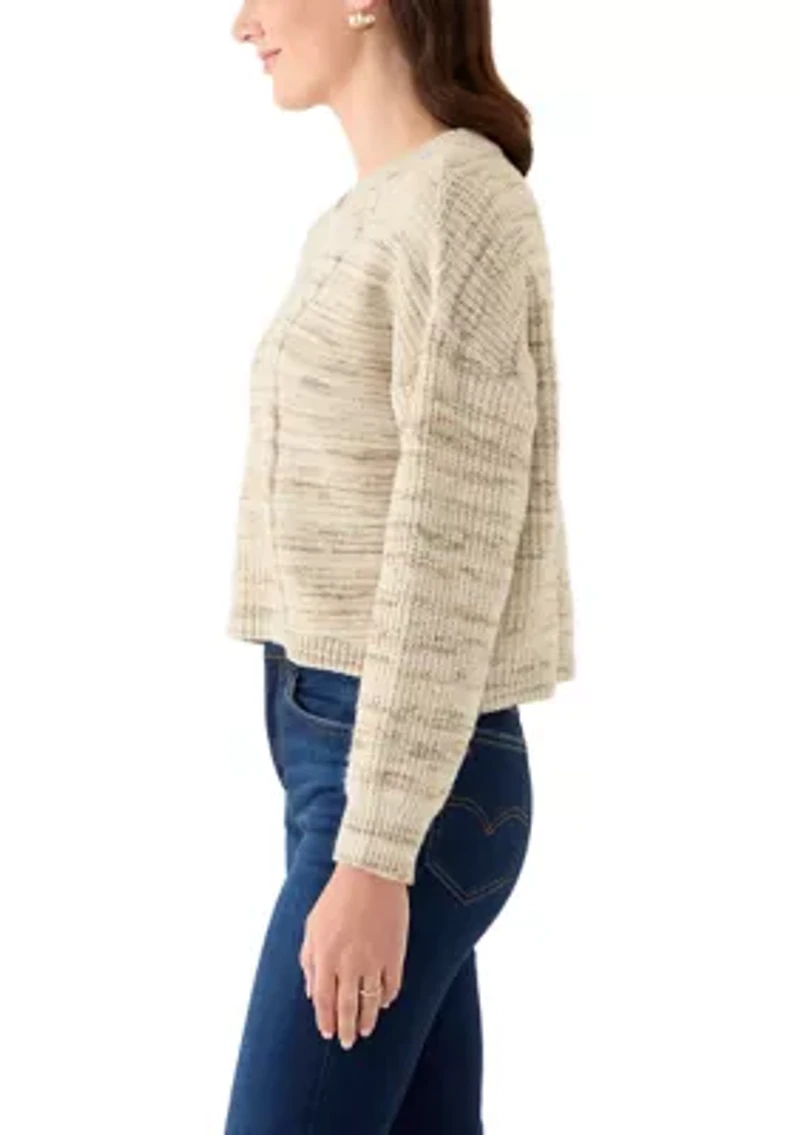 Women's Stripe Cropped Cable Sweater