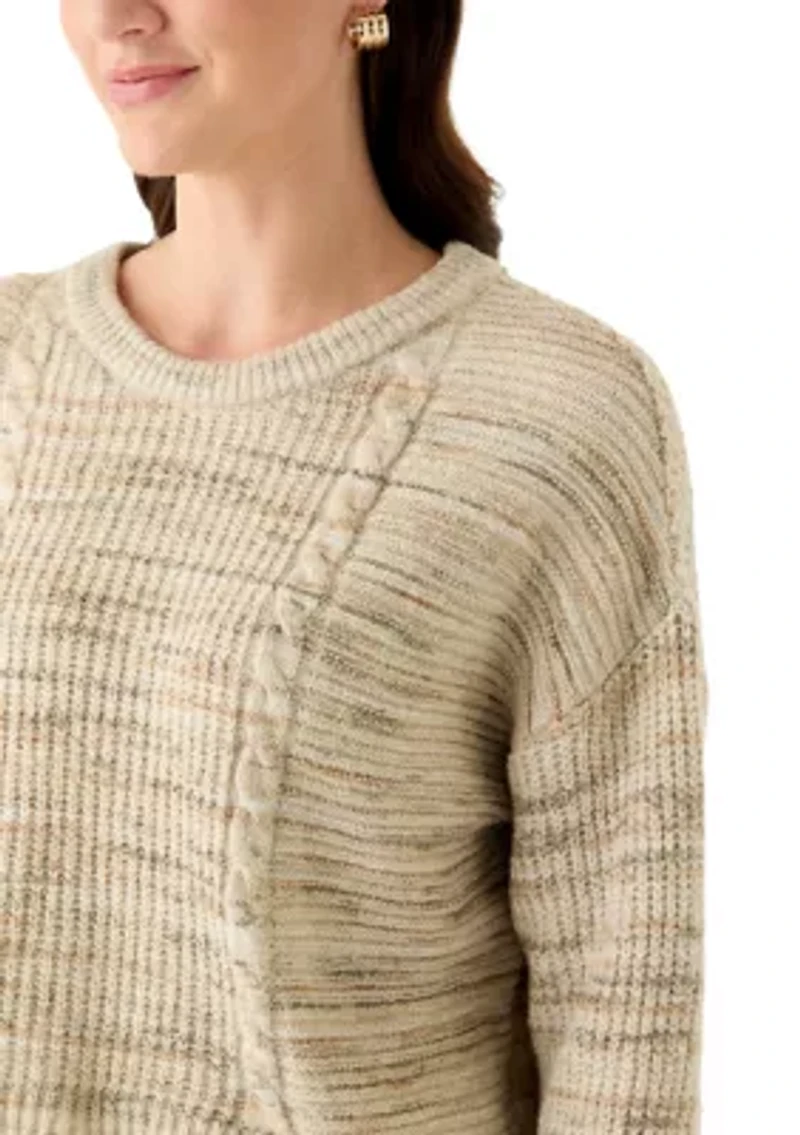 Women's Stripe Cropped Cable Sweater