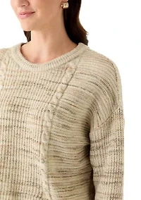 Women's Stripe Cropped Cable Sweater