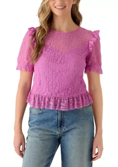 Women's Short Sleeve Lace Blouse