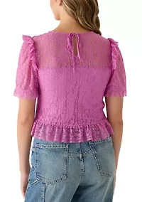 Women's Short Sleeve Lace Blouse