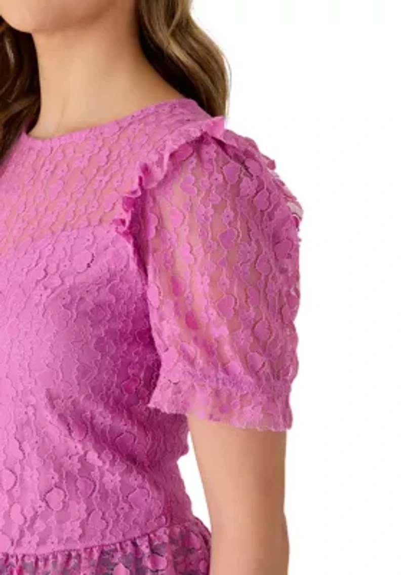 Women's Short Sleeve Lace Blouse