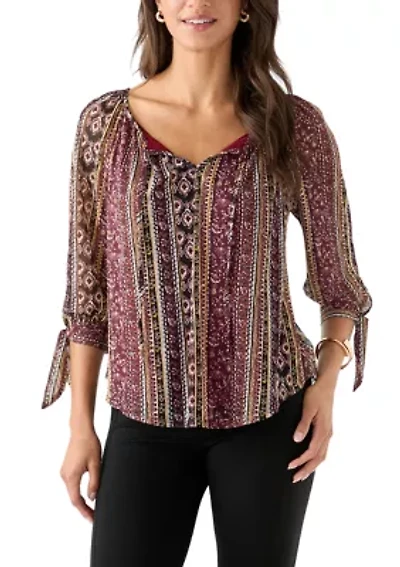 Women's Printed Peasant Blouse