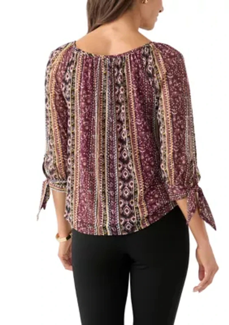 Women's Printed Peasant Blouse