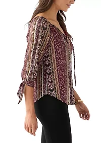 Women's Printed Peasant Blouse