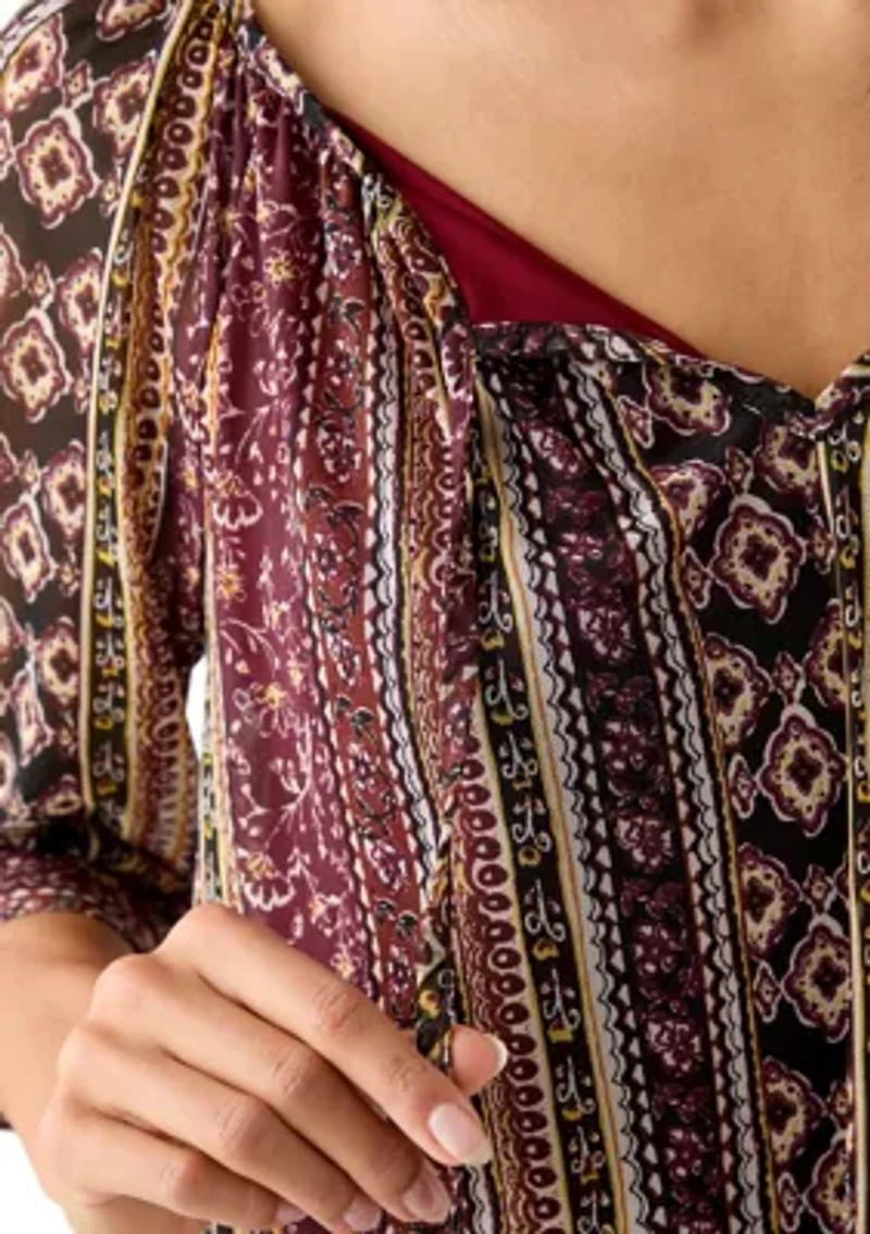 Women's Printed Peasant Blouse