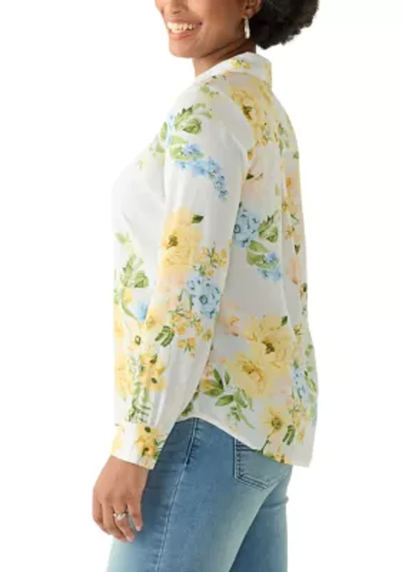 Women's Floral Printed Portofino Blouse