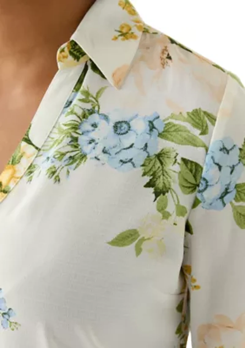 Women's Floral Printed Portofino Blouse