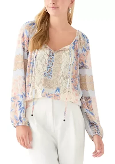 Women's Floral Print Peasant Top