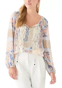Women's Floral Print Peasant Top