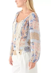 Women's Floral Print Peasant Top