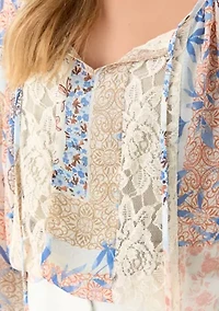 Women's Floral Print Peasant Top