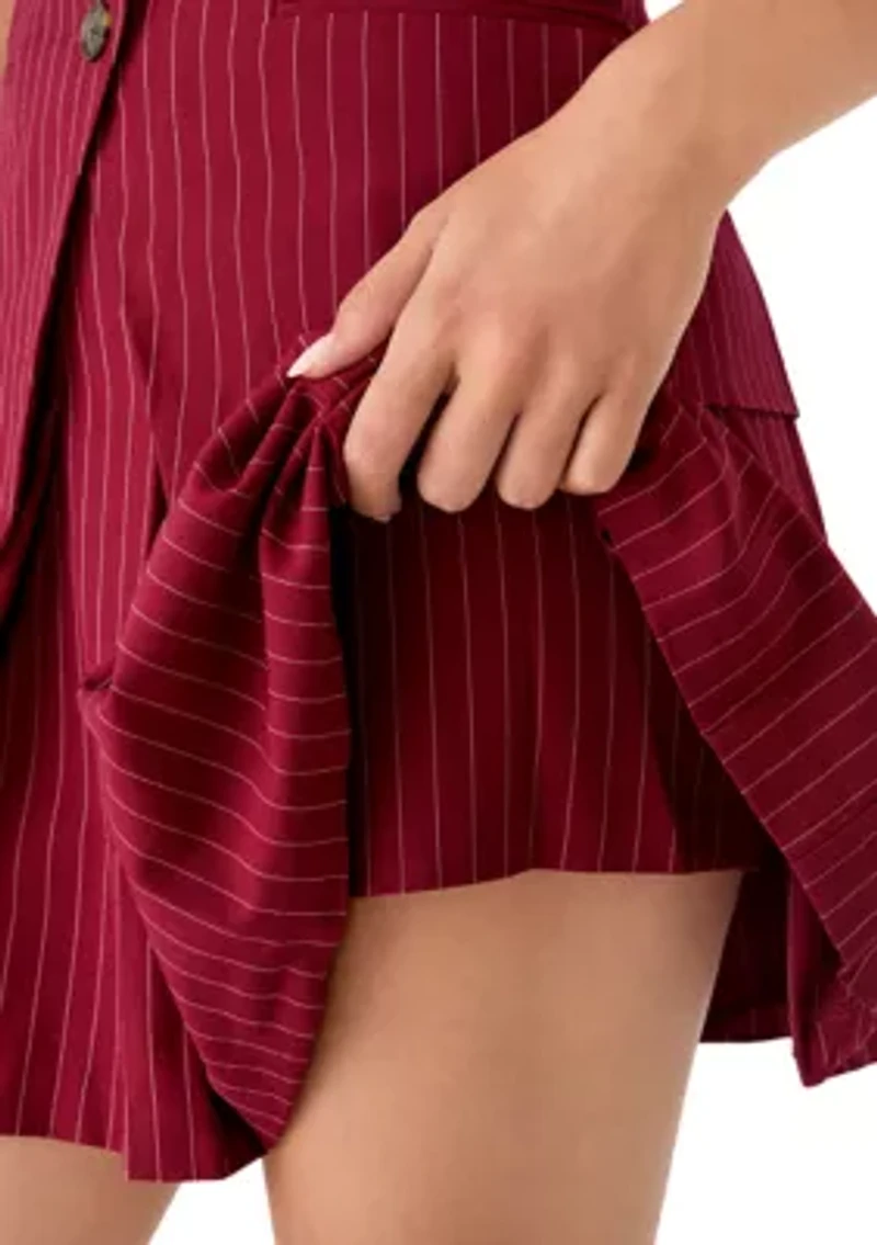Women's Chalk Striped Suiting Skirt Set