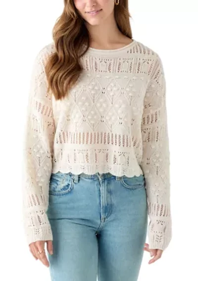 Women's Long Sleeve Crochet Sweater