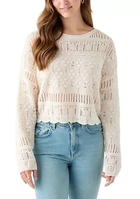 Women's Long Sleeve Crochet Sweater