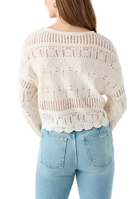 Women's Long Sleeve Crochet Sweater