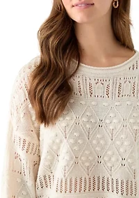 Women's Long Sleeve Crochet Sweater